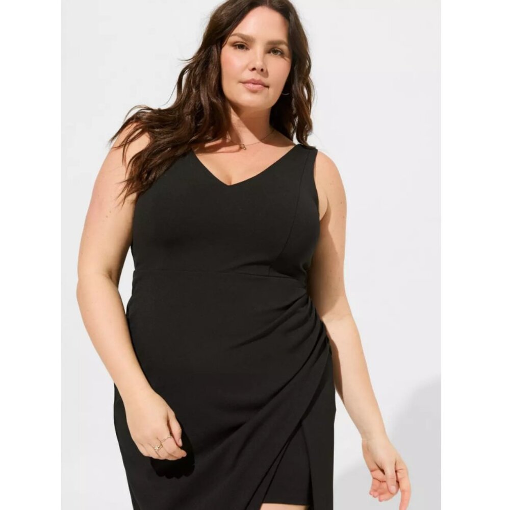 NWT Torrid Black Maxi Stretch Crepe V-Neck Column Dress 20 - Picture 2 of 9